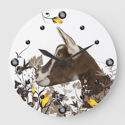 Toggenburg乳製品絵を描ヤギのフローラ壁時計 ラージ壁時計 (正面)