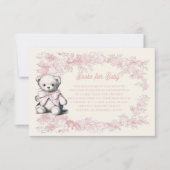 Toileフローラピンクテディベアブックベビー 招待状 (正面)