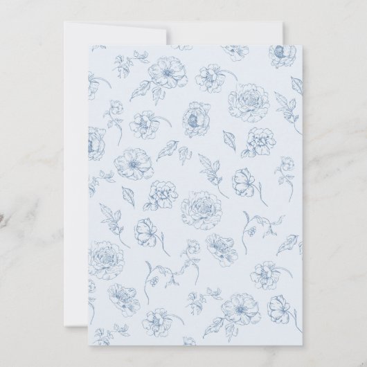 Toileフローラヴィンテージ前に何か青 招待状 (裏面)