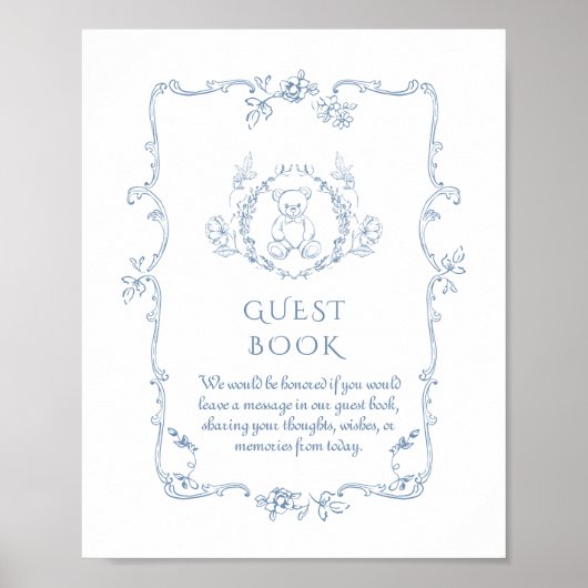 Toileヴィンテージテディベア赤ちゃんシャワーGuest Book ポスター (正面)