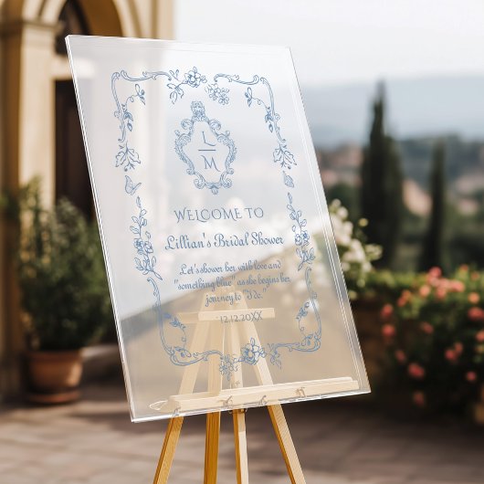 Toileヴィンテージフレームクレストブライダルシャワーへようこそ アクリルサイン