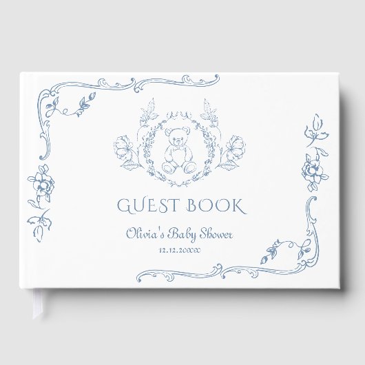 Toileヴィンテージフレームテディベア赤ちゃんシャワー ゲストブック (正面)