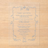 Toileヴィンテージフレームteddy bearベビーシャワー アクリル招待状 (正面)