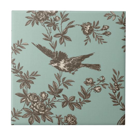 toile鳥の花 タイル (正面)