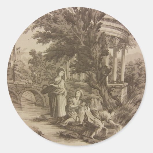 Toile：川で一日を洗う ラウンドシール (正面)