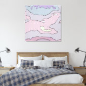 Toile abstraite aux tons pastel oniriques | Rose t キャンバスプリント (インサイチュ (寝室))