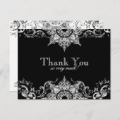 Toile Black n White Damaskありがとうご注意はがき ポストカード (正面/裏面)