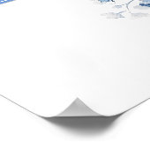 Toile Blueフランスのフローラの結婚ウェルカムポスター ポスター (角)