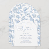 Toile Boy Baptism Safari Chinoiserie Invitation 招待状 (正面/裏面)