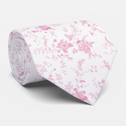 Toile Chinoiserie Vintage Pink Floral  ネクタイ (ロール)