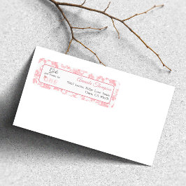 Toile Coquette Pink Bow First 1st Birthday Address ラベル