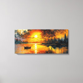 Toile coucher de soleil sur le lac キャンバスプリント