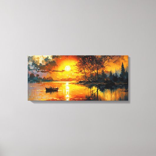 Toile coucher de soleil sur le lac キャンバスプリント (正面)