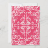 Toile Damask Swirl日付を保存ホットピンク 招待状 (裏面)