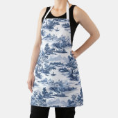 Toile de jouy，ブルー中国，磁器，ブルーウィロー エプロン (インサイチュ)