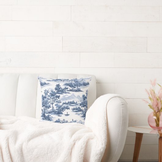 Toile de jouy，ブルー中国，磁器，ブルーウィロー クッション (ソファ)