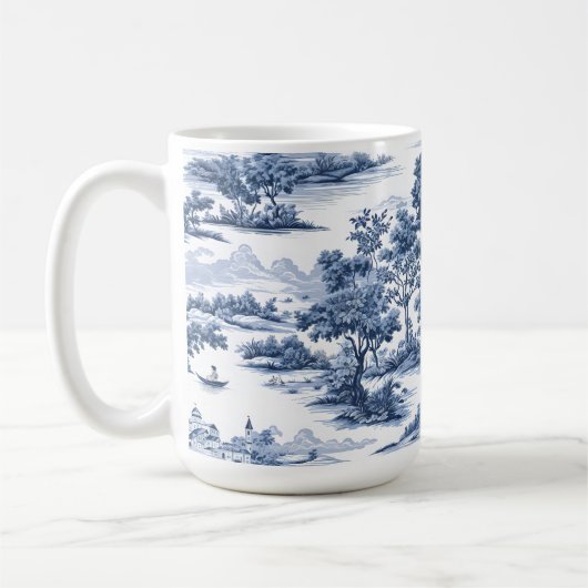 Toile de jouy,ブルー中国,磁器,ブルーウィロー コーヒーマグカップ (左)