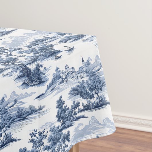 Toile de jouy，ブルー中国，磁器，ブルーウィロー テーブルクロス (インサイチュ)