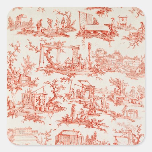 Toile de Jouy、製造プロセスの説明 スクエアシール (正面)