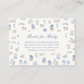 Toile De Jouy Baby Shower Blue Bow Books for Baby エンクロージャーカード (正面)