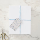 Toile De Jouy Baby Shower Blue Bow Boy ギフトタグ (より糸付き)