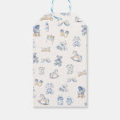 Toile De Jouy Baby Shower Blue Bow Boy ギフトタグ (裏面)