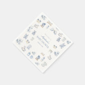Toile De Jouy Baby Shower Blue Bow Boy スタンダードカクテルナプキン (角)