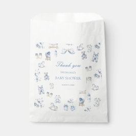 Toile De Jouy Baby Shower Blue Bow Boy フェイバーバッグ