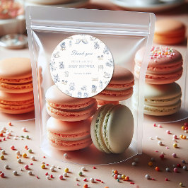 Toile De Jouy Baby Shower Blue Bow Boy ラウンドシール