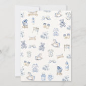 Toile De Jouy Baby Shower Blue Bow Boy Invitation 招待状 (裏面)