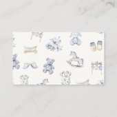 Toile De Jouy Baby Shower Blue Bow Diaper Raffle エンクロージャーカード (裏面)