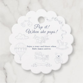 Toile de Jouy Baby Shower Pop it フェイバータグ