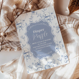 Toile De Jouy Bearベビーシャワーディパーラッフル エンクロージャーカード