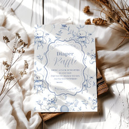 Toile De Jouy Bearベビーシャワーディパーラッフル エンクロージャーカード