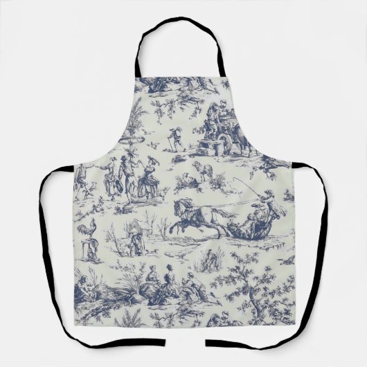 Toile de Jouy bleue エプロン (正面)