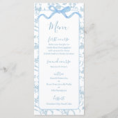 Toile de jouy Blue Baby Shower Boy Menu Card メニュー (正面)