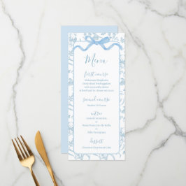 Toile de jouy Blue Baby Shower Boy Menu Card メニュー