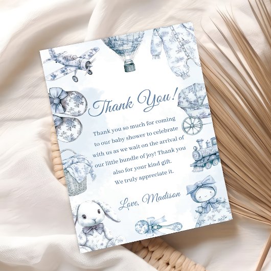 Toile De Jouy Blue Baby Shower Party 招待状