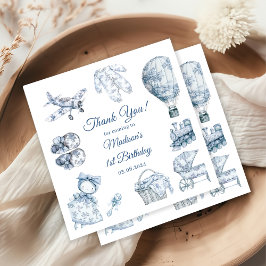 Toile De Jouy Blue Birthday Party スタンダードカクテルナプキン