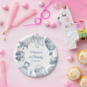 Toile De Jouy Blue Birthday Party ペーパープレート (パーティー)