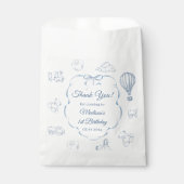 Toile De Jouy Blue Bow Birthday Party  フェイバーバッグ (正面)