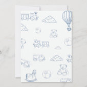 Toile De Jouy Blue Bow Birthday Party  招待状 (裏面)