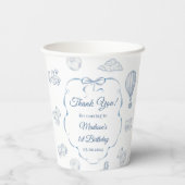 Toile De Jouy Blue Bow Birthday Party 紙コップ (裏面)