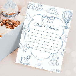 Toile De Jouy Blue Bow Capsule Note Message Card 招待状