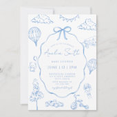 Toile De Jouy Blue Boy Baby Shower  招待状 (正面)