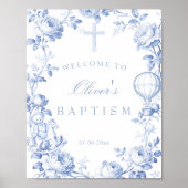 Toile De Jouy Blue Boy Baptism Welcome ポスター (正面)