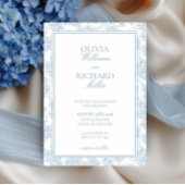 Toile de Jouy Blue Wedding Invitation, 招待状