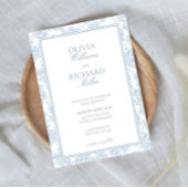 Toile de Jouy Blue Wedding Invitation,  招待状