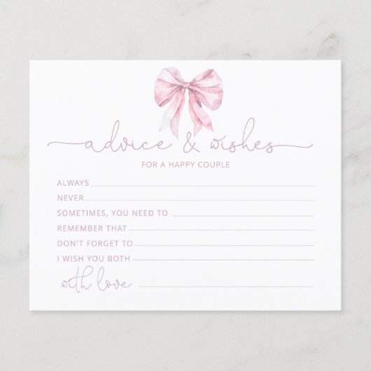 Toile de Jouy Bow advice and wishes bridal card (正面)