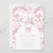 Toile de Jouy Bridal shower French Pink Bow Paris 招待状 (正面)